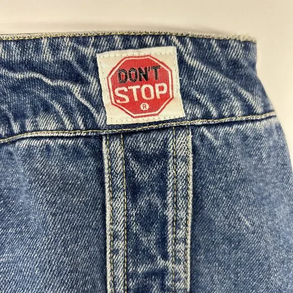 Vintage 80’s Blue Jeans Don’t Stop Denim Baggy Junior Women’s Size 11/12 - Picture 9 of 11